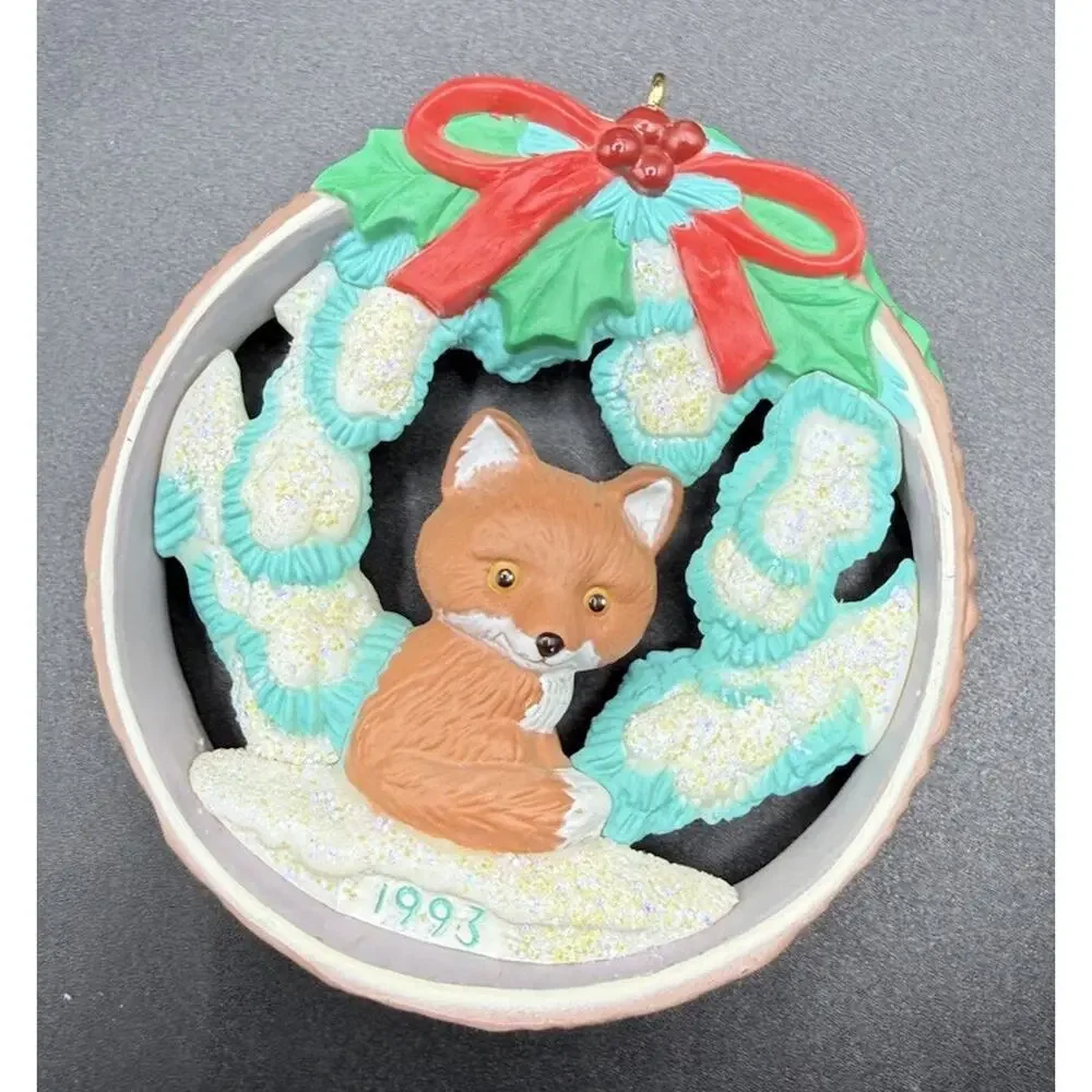Hallmark Snowy Hideaway Fox Christmas Ornament 1993 Vintage No Box Lo16